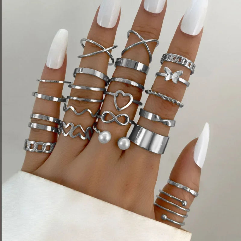 Set di Anelli Boho di Perla