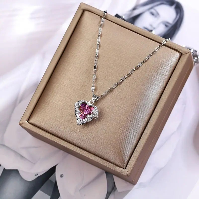 Collana Cuore dell'Oceano con Cristallo
