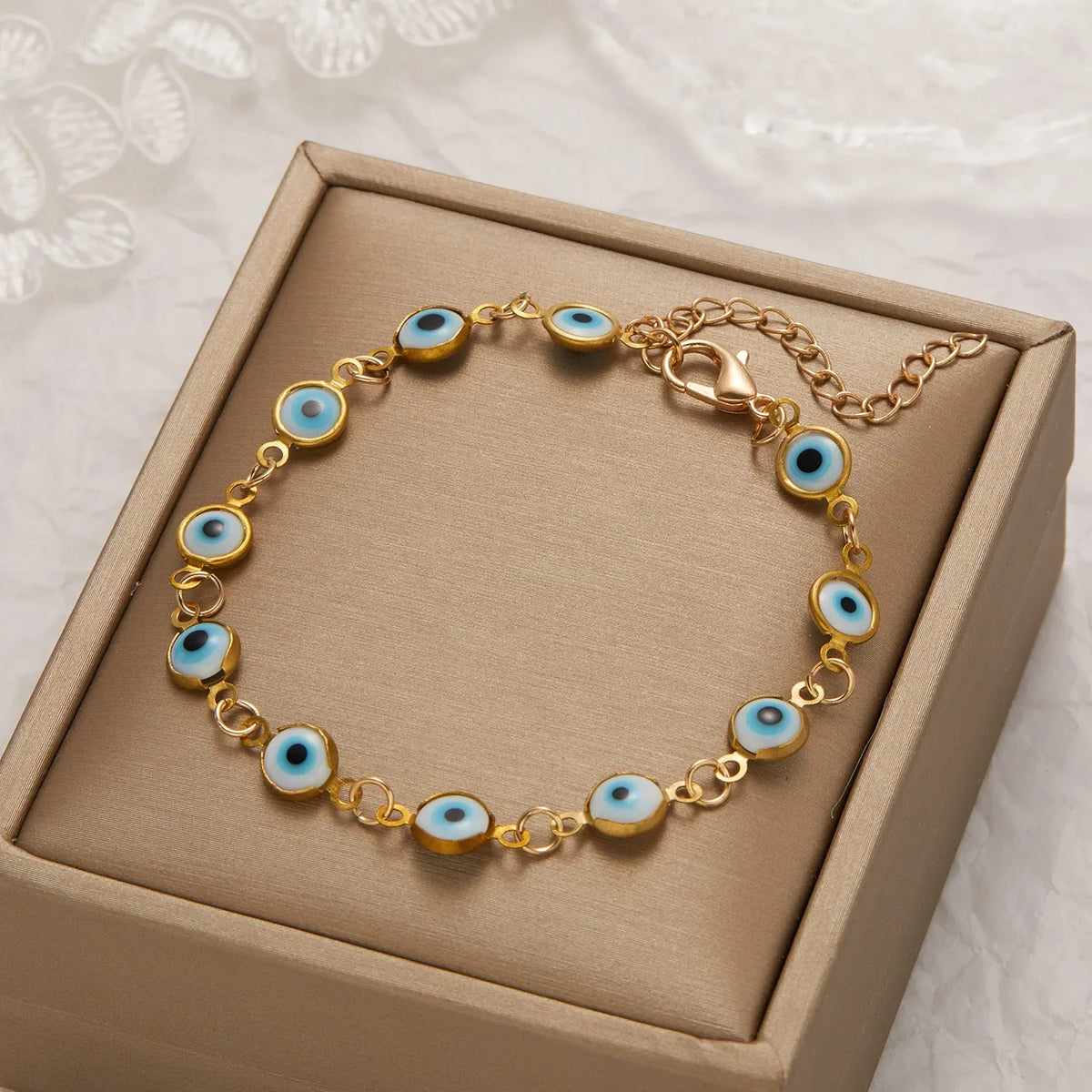 Bracciale Occhio Turco della Fortuna e Protezione Dorato Regolabile