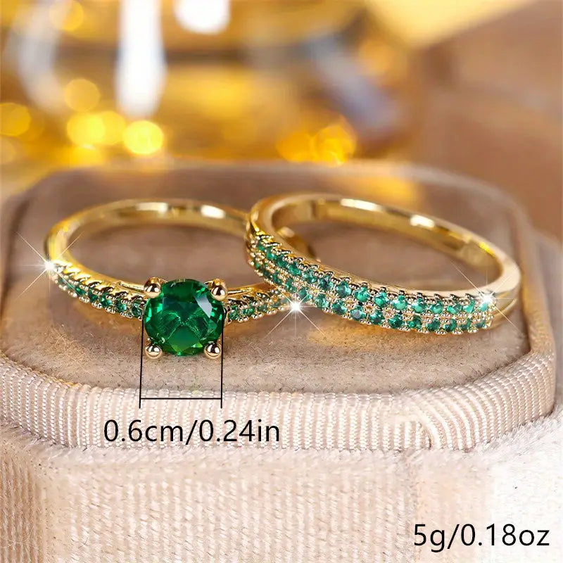 Set di anelli duo smeraldo Serena | Oro