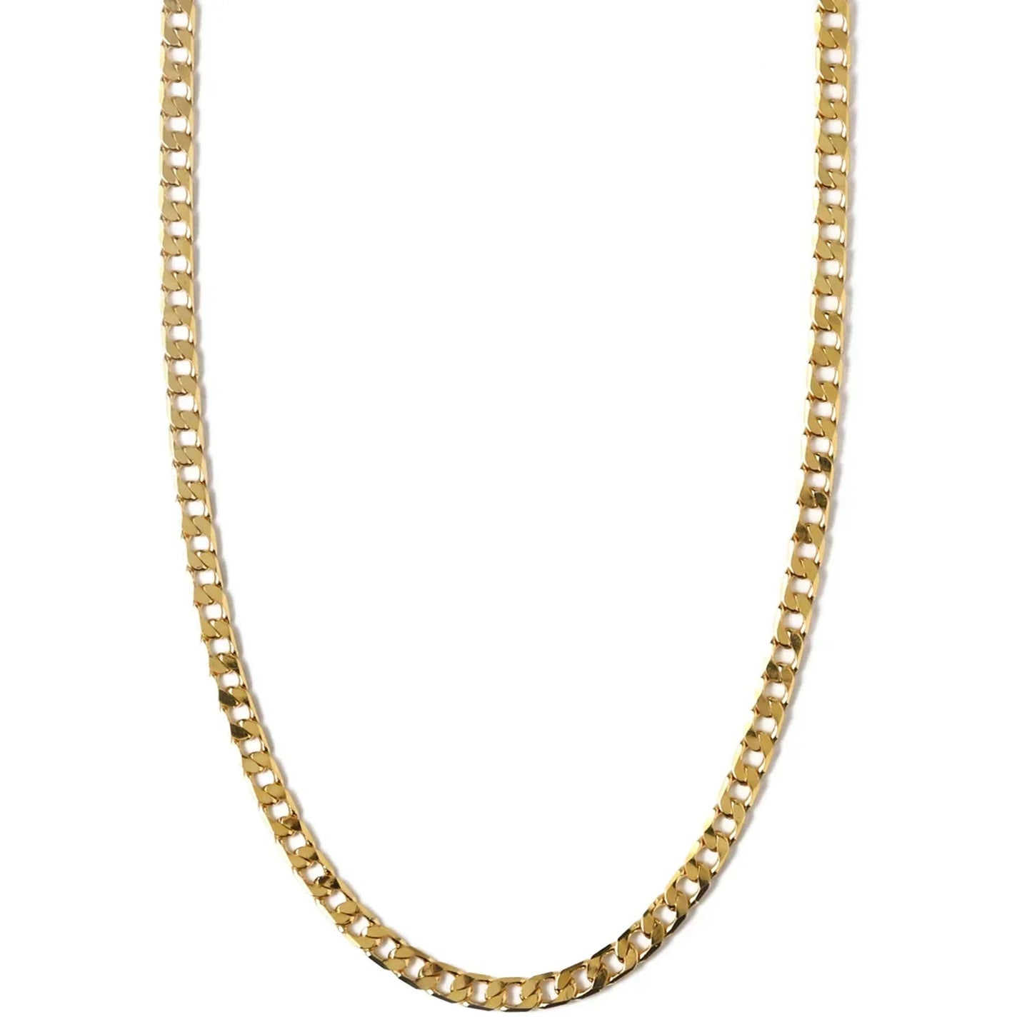 Collana catena piatta Curb | Oro bianco