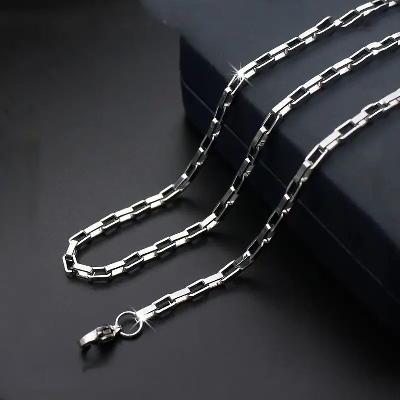 Collana a Catena a Scatola Unisex in Acciaio Inossidabile