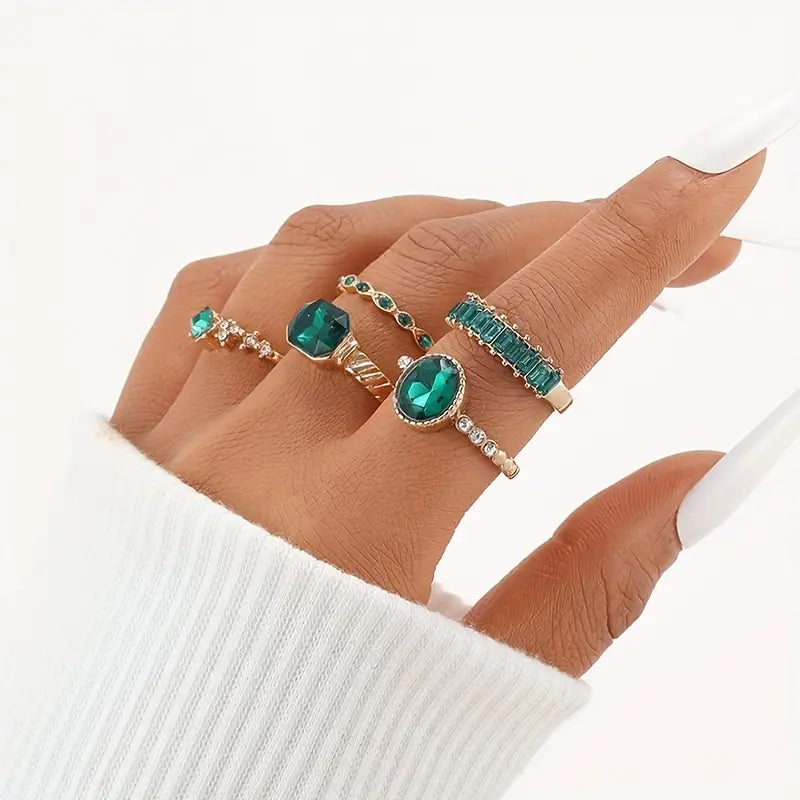 Set squisito di anelli smeraldo Zarina | Oro