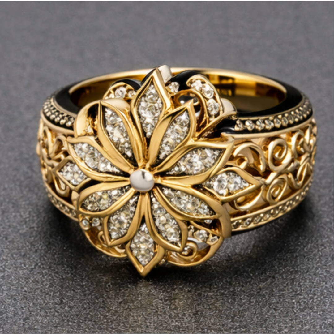Anello Fiore Ornato d'Oro
