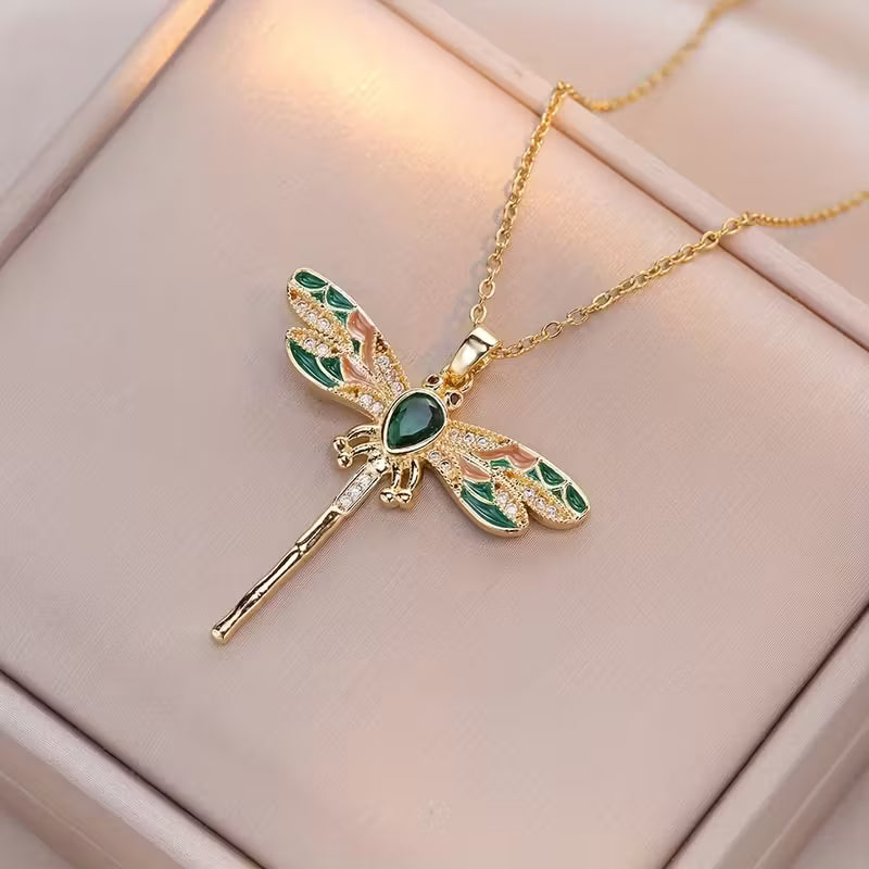 Collana Eleganza Libellula Smeraldo
