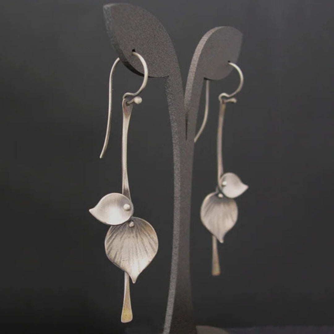 Orecchini boho foglia in argento