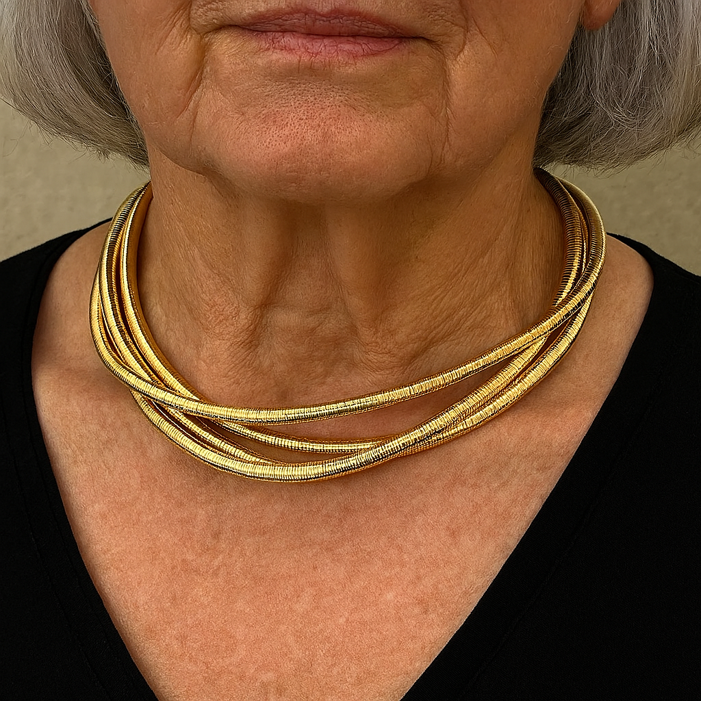 Collana Lussuosa a Strati con Catena Dorata