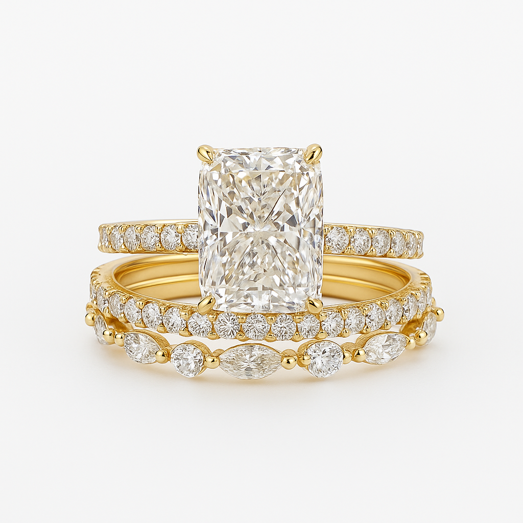 Set di 3 anelli nuziali Jaily | Oro bianco