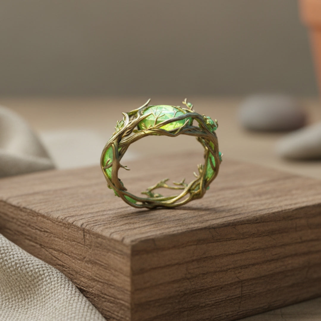 Anello naturale opale verde