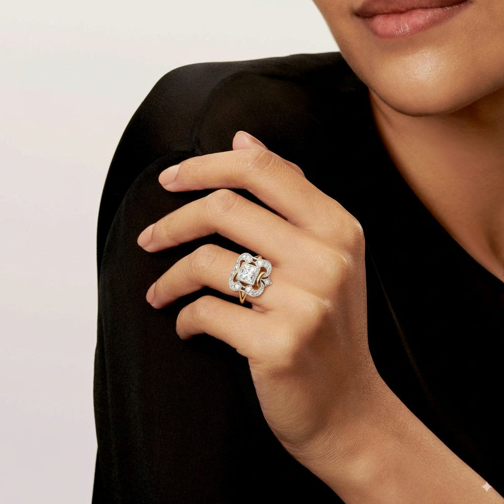 Anello d'oro vintage con zircone