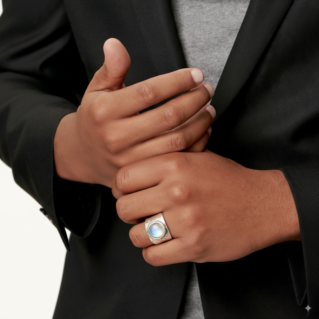 Anello Boho con pietra di luna