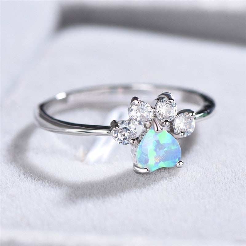 Anello opale e zirconi