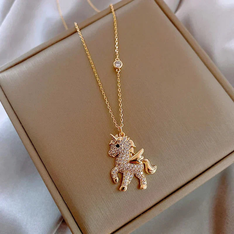 Collana con Zirconio Unicorno in Oro