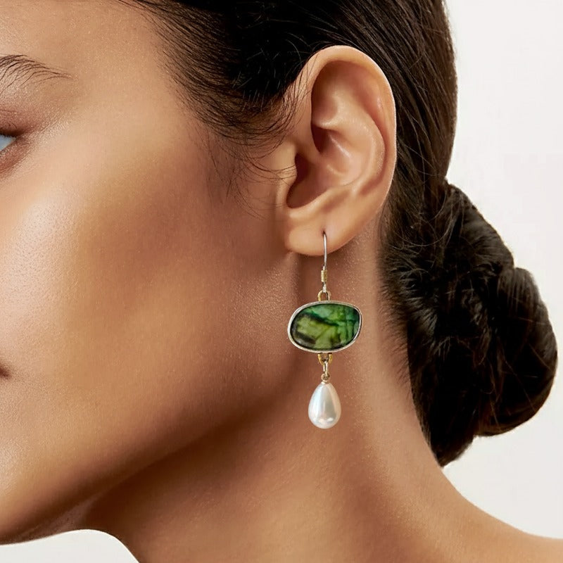 Orecchini d'argento vintage con pietre naturali
