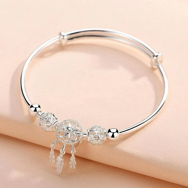 Braccialetto dreamcatcher regolabile in argento 925