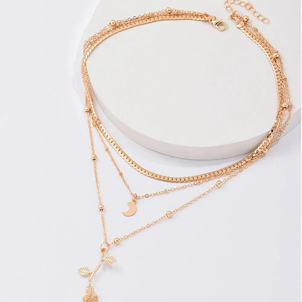 Collana con Ciondolo Rosa Dorata