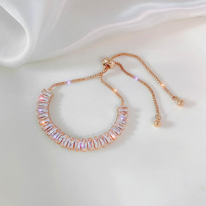 Bracciale in argento con cristalli scintillanti e placcatura in oro rosa 18 carati