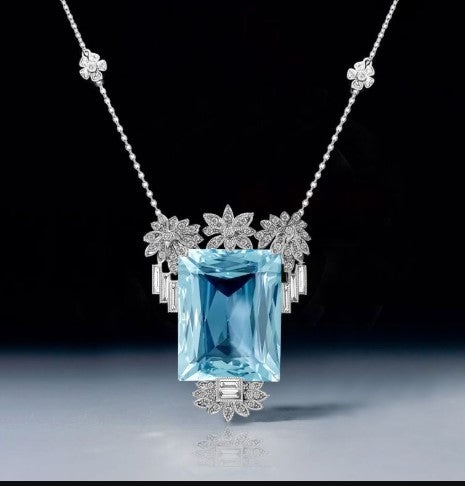 Collana con Acquamarina Taglio Radiance Vintage