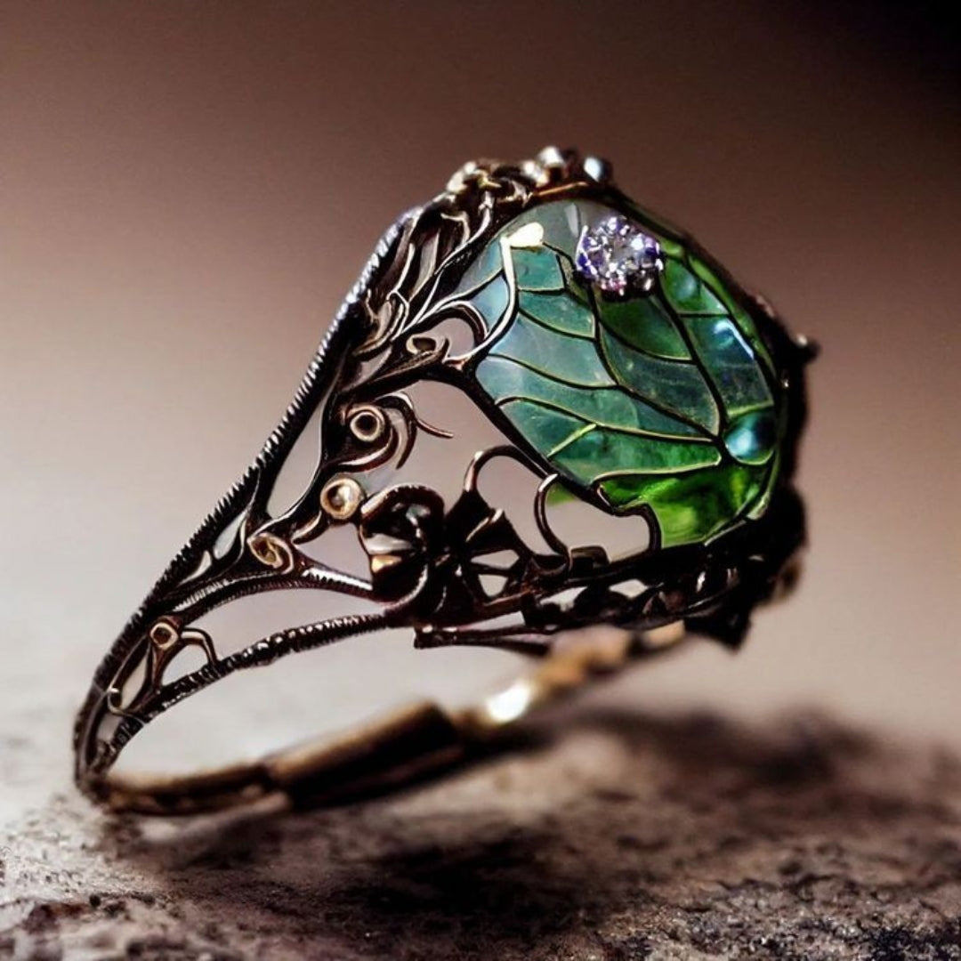 Anello vetro verde naturale