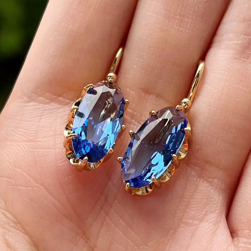 Orecchini fiore blu dorato | Oro