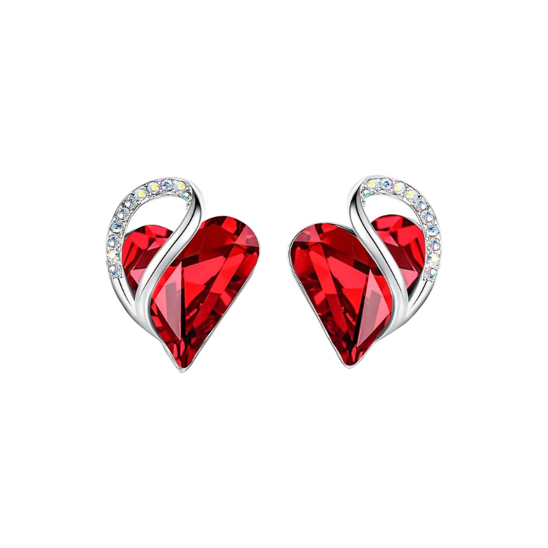 Orecchini cuore infinito rubino | Oro bianco