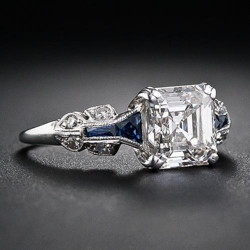 Anello Vintage Brillante in Azzurro e Argento