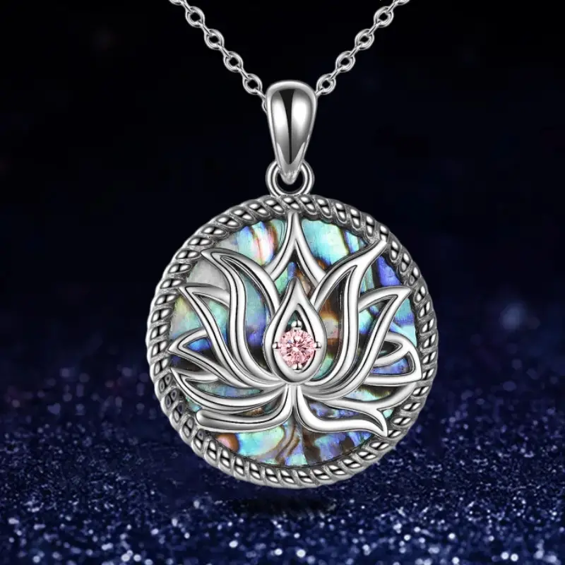 Collana loto colorato in argento