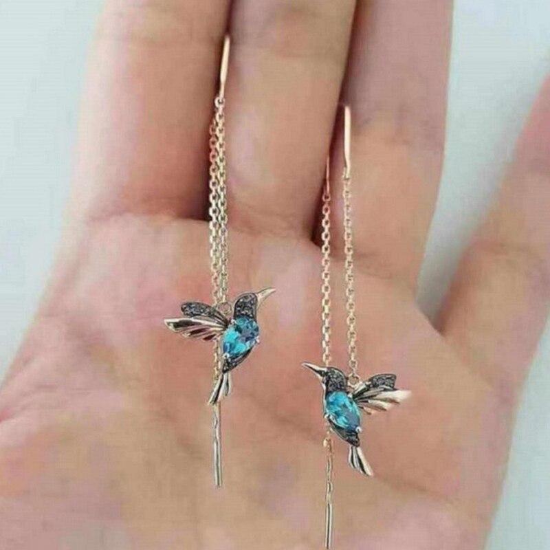 Orecchini con colibrì in smalto e zirconio