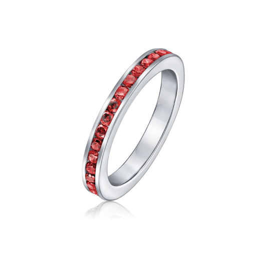 Anello banda eternità rubino | Oro bianco