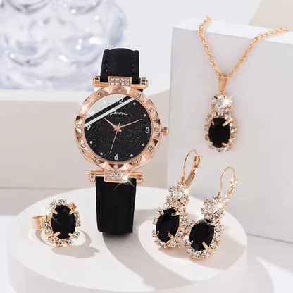 Set Completo Glamour: Orologio, Collana, Orecchini, Anello + Bracciali