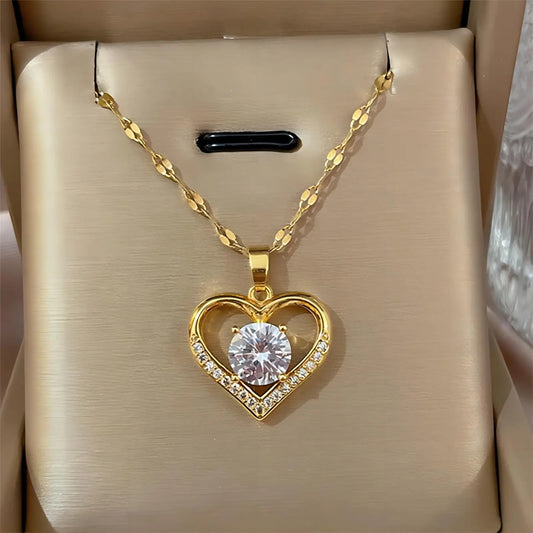Collana Cuore Traforato con Catena Brillante