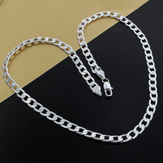 Catena Piatta in Argento a Maglia Barbata