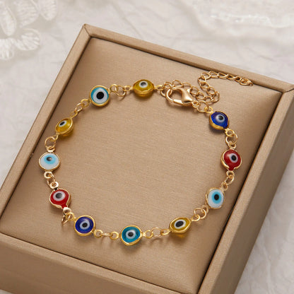 Bracciale Occhio Turco della Fortuna e Protezione Dorato Regolabile