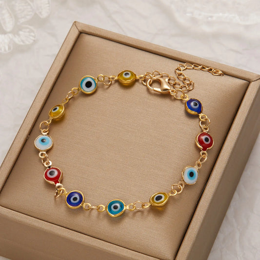 Bracciale Occhio Turco della Fortuna e Protezione Dorato Regolabile