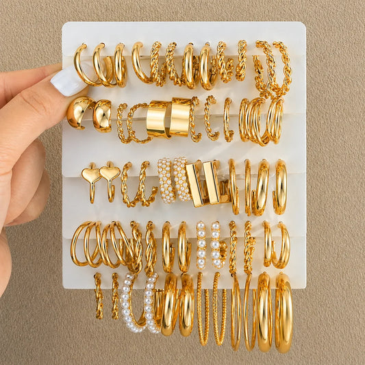 Set di Orecchini Perla Vintage Dorati