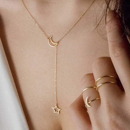 Collana Luna e Stella Celestiale Dorata