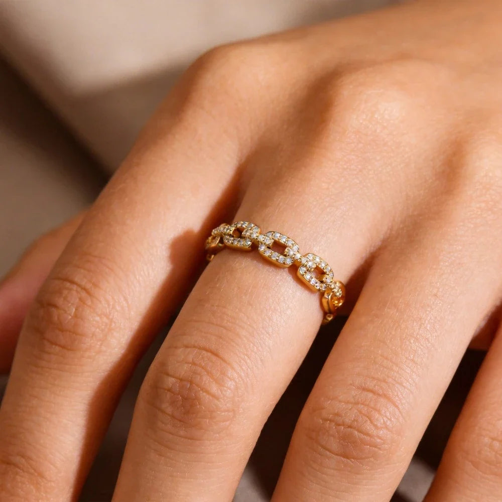 Anello Treccia Zirconia Regolabile