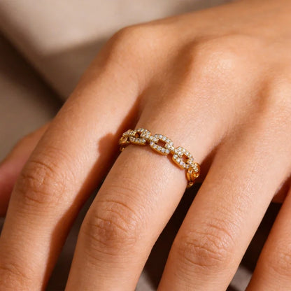 Anello Treccia Zirconia Regolabile