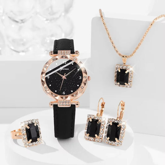 Set Completo Glamour: Orologio, Collana, Orecchini, Anello + Bracciali