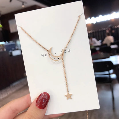Collana Luna e Stella Celestiale Dorata