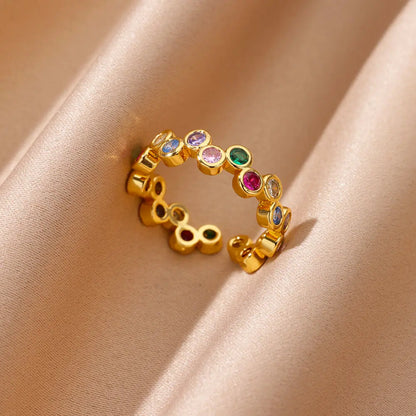 Anello Cuore Geometrico Regolabile con Zirconi