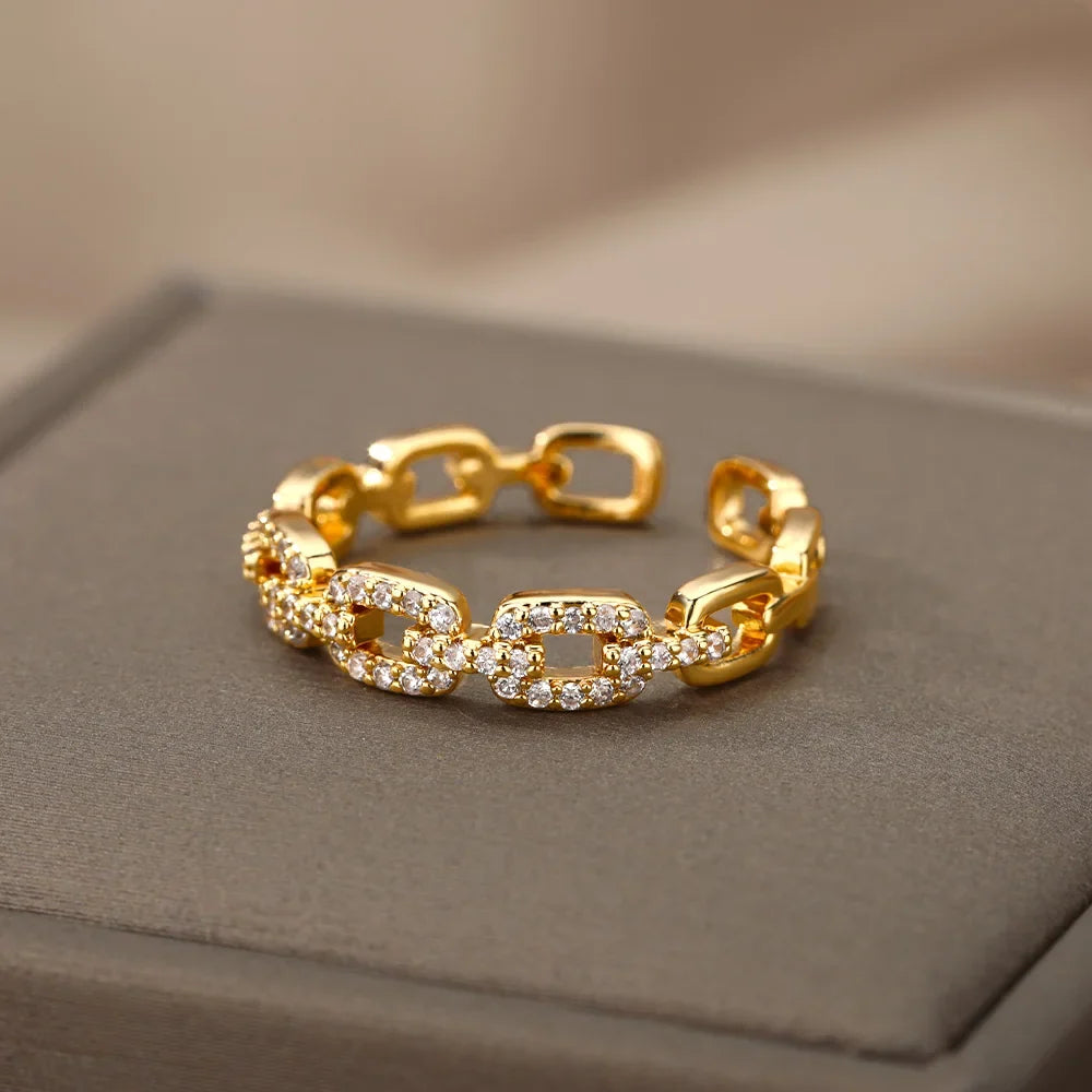 Anello Treccia Zirconia Regolabile