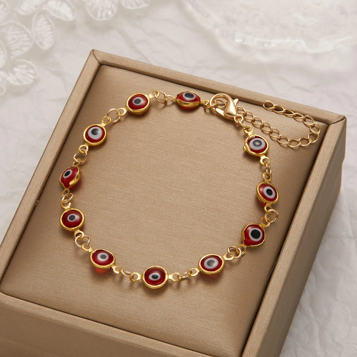 Bracciale Occhio Turco della Fortuna e Protezione Dorato Regolabile