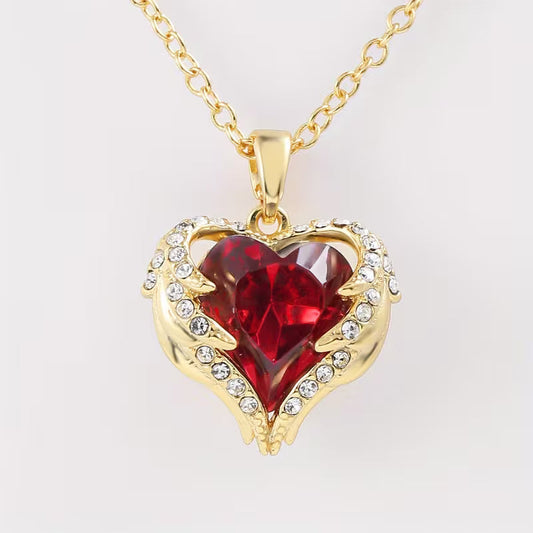 Collana cuore di rubino Angel Embrace | Oro