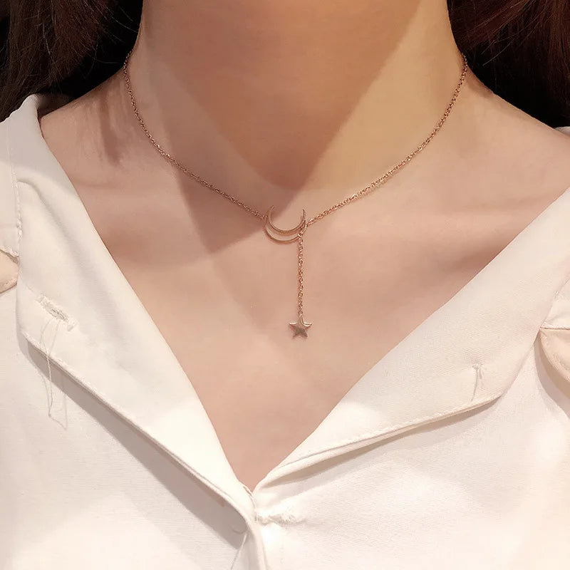 Collana Luna e Stella Celestiale Dorata