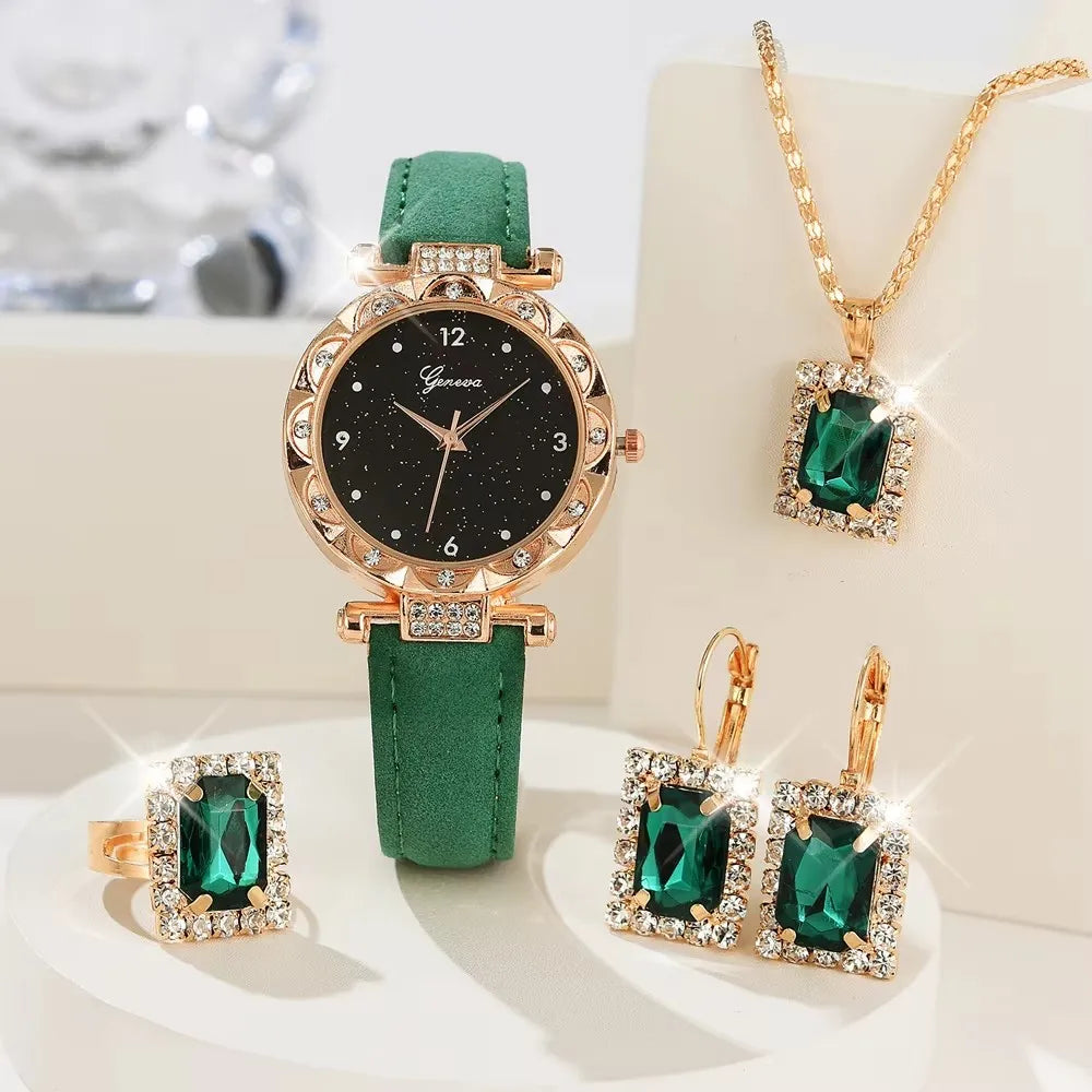 Set Completo Glamour: Orologio, Collana, Orecchini, Anello + Bracciali