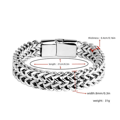 Bracciale Doppio in Acciaio a Maglia Intrecciata Spessa