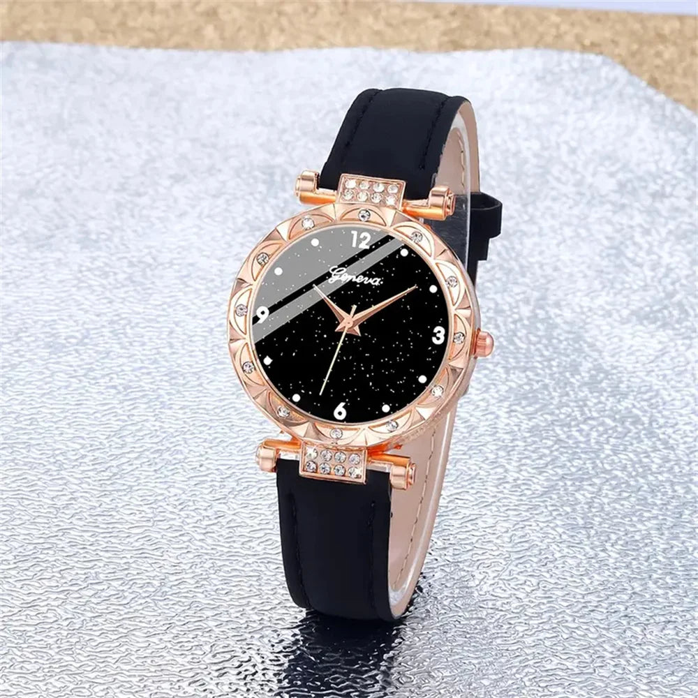 Set Completo Glamour: Orologio, Collana, Orecchini, Anello + Bracciali