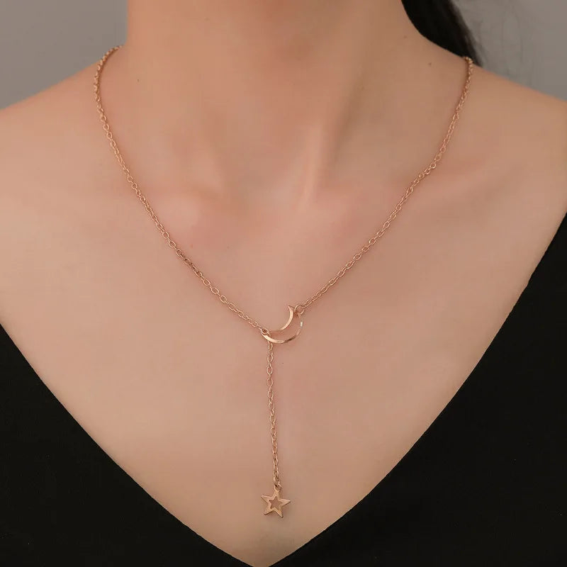 Collana Luna e Stella Celestiale Dorata