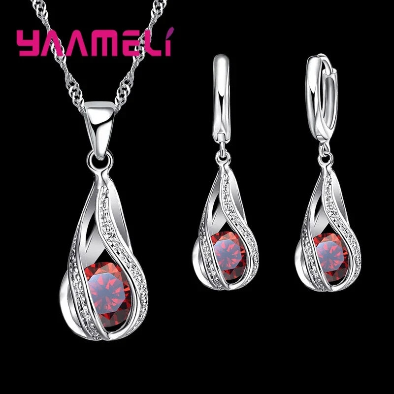 Set Collana e Orecchini Goccia di Rugiada Cristallo
